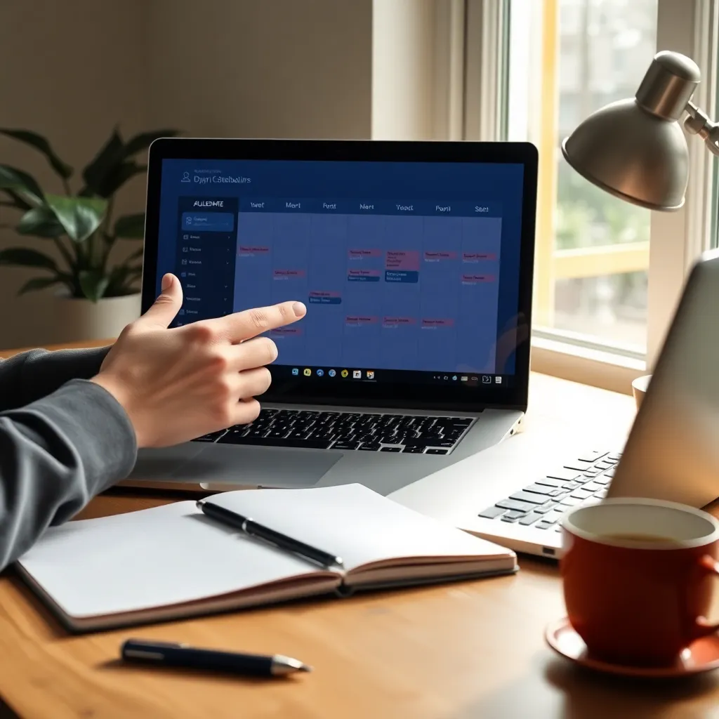 Freelancer plant werkweek in digitale agenda op laptop