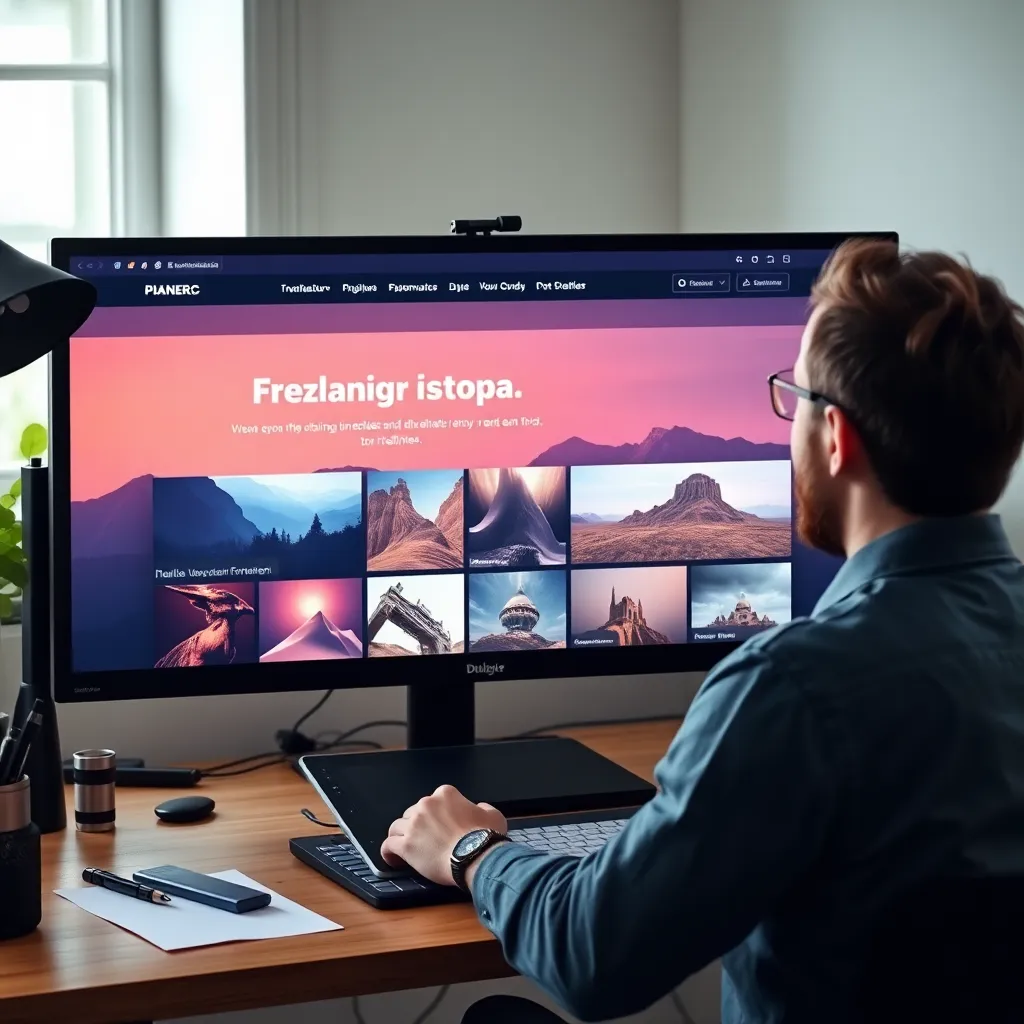 Freelancer die aan persoonlijke merkidentiteit werkt in modern kantoor