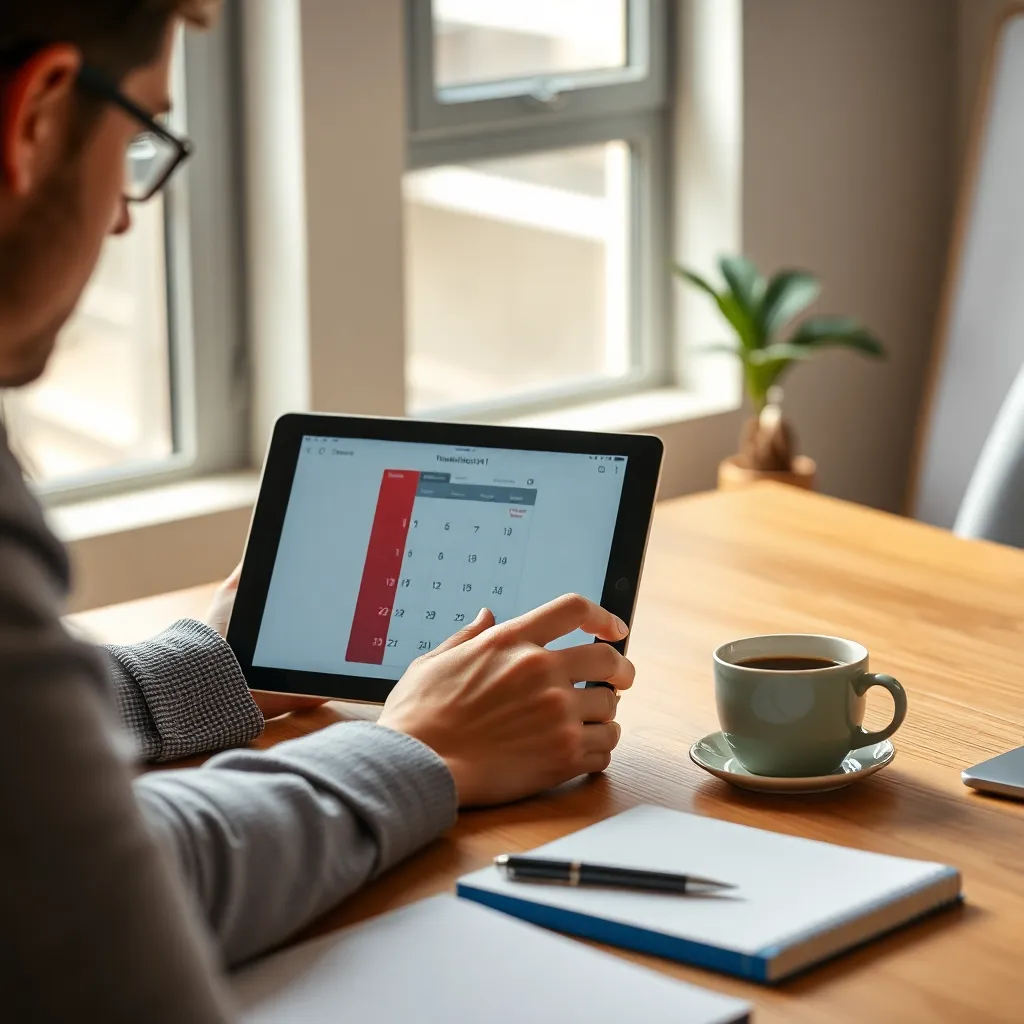 Zelfstandige professional die geconcentreerd werkt aan bureau met planner en laptop