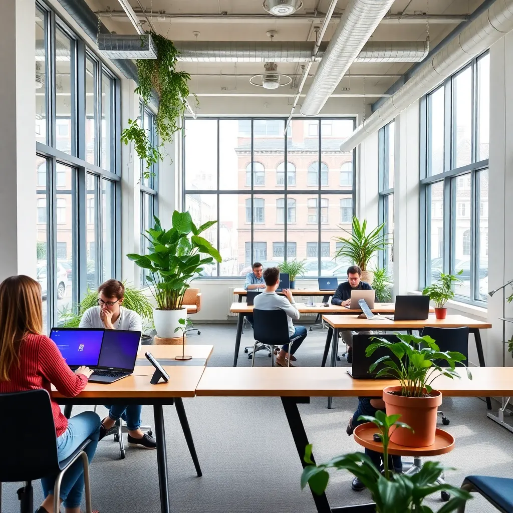 Freelancer werkt in moderne co-working ruimte in Amsterdam